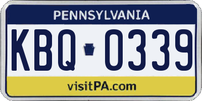 PA license plate KBQ0339