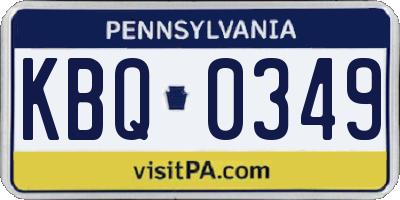 PA license plate KBQ0349