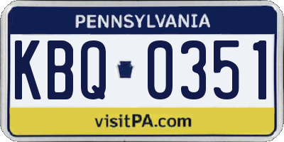 PA license plate KBQ0351