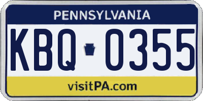 PA license plate KBQ0355