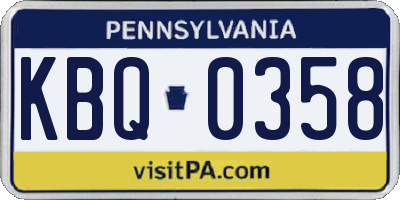 PA license plate KBQ0358
