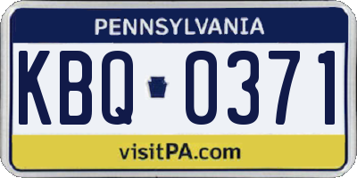 PA license plate KBQ0371