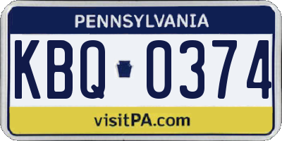 PA license plate KBQ0374