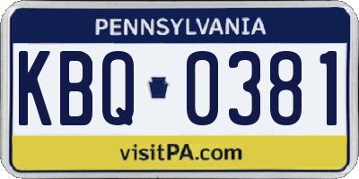 PA license plate KBQ0381