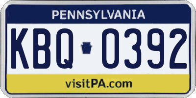 PA license plate KBQ0392
