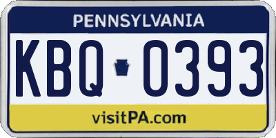 PA license plate KBQ0393