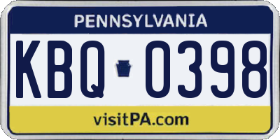 PA license plate KBQ0398