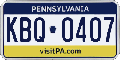 PA license plate KBQ0407