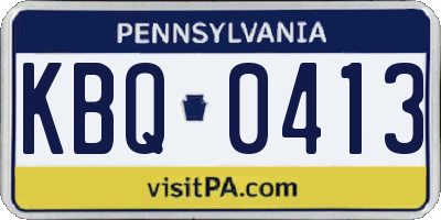 PA license plate KBQ0413