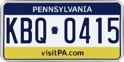 PA license plate KBQ0415