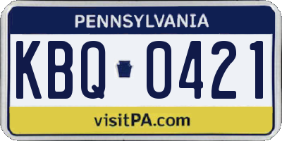 PA license plate KBQ0421