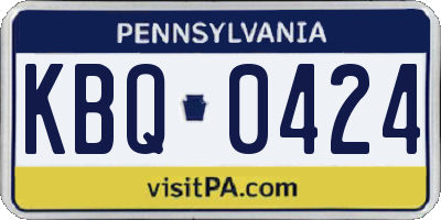 PA license plate KBQ0424