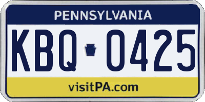 PA license plate KBQ0425