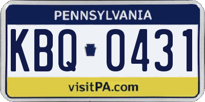 PA license plate KBQ0431
