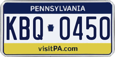 PA license plate KBQ0450