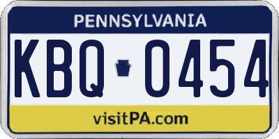 PA license plate KBQ0454