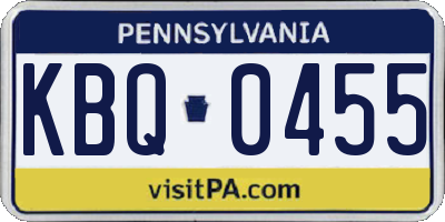 PA license plate KBQ0455
