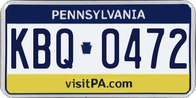 PA license plate KBQ0472