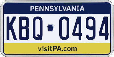 PA license plate KBQ0494