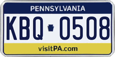 PA license plate KBQ0508
