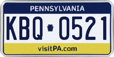 PA license plate KBQ0521