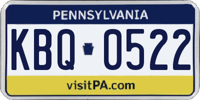 PA license plate KBQ0522