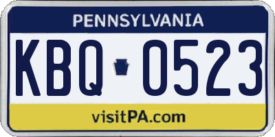 PA license plate KBQ0523