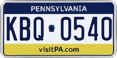 PA license plate KBQ0540