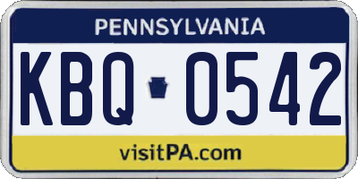 PA license plate KBQ0542