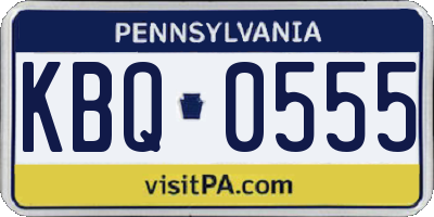 PA license plate KBQ0555