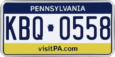 PA license plate KBQ0558