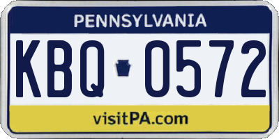 PA license plate KBQ0572