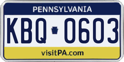 PA license plate KBQ0603