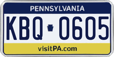 PA license plate KBQ0605