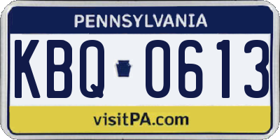 PA license plate KBQ0613