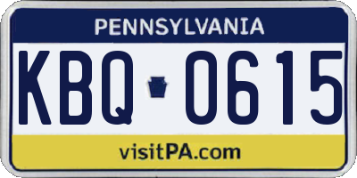 PA license plate KBQ0615