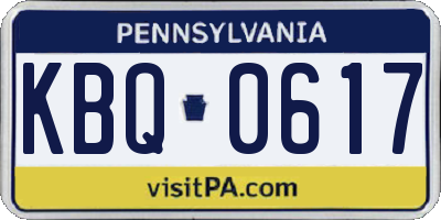 PA license plate KBQ0617