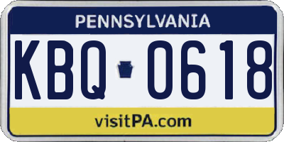 PA license plate KBQ0618