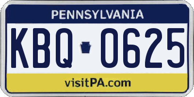 PA license plate KBQ0625