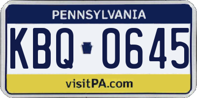 PA license plate KBQ0645