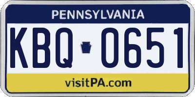 PA license plate KBQ0651