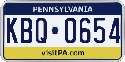 PA license plate KBQ0654