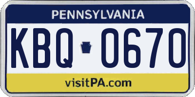 PA license plate KBQ0670
