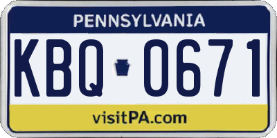 PA license plate KBQ0671