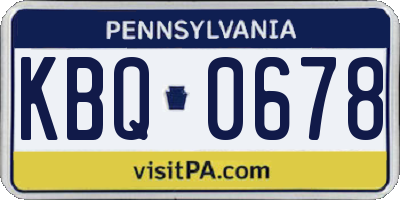 PA license plate KBQ0678