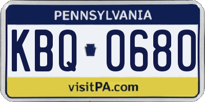 PA license plate KBQ0680