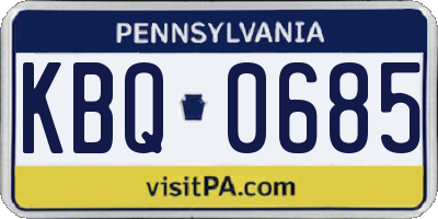 PA license plate KBQ0685