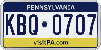 PA license plate KBQ0707