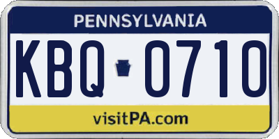 PA license plate KBQ0710