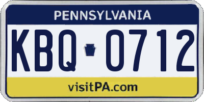 PA license plate KBQ0712